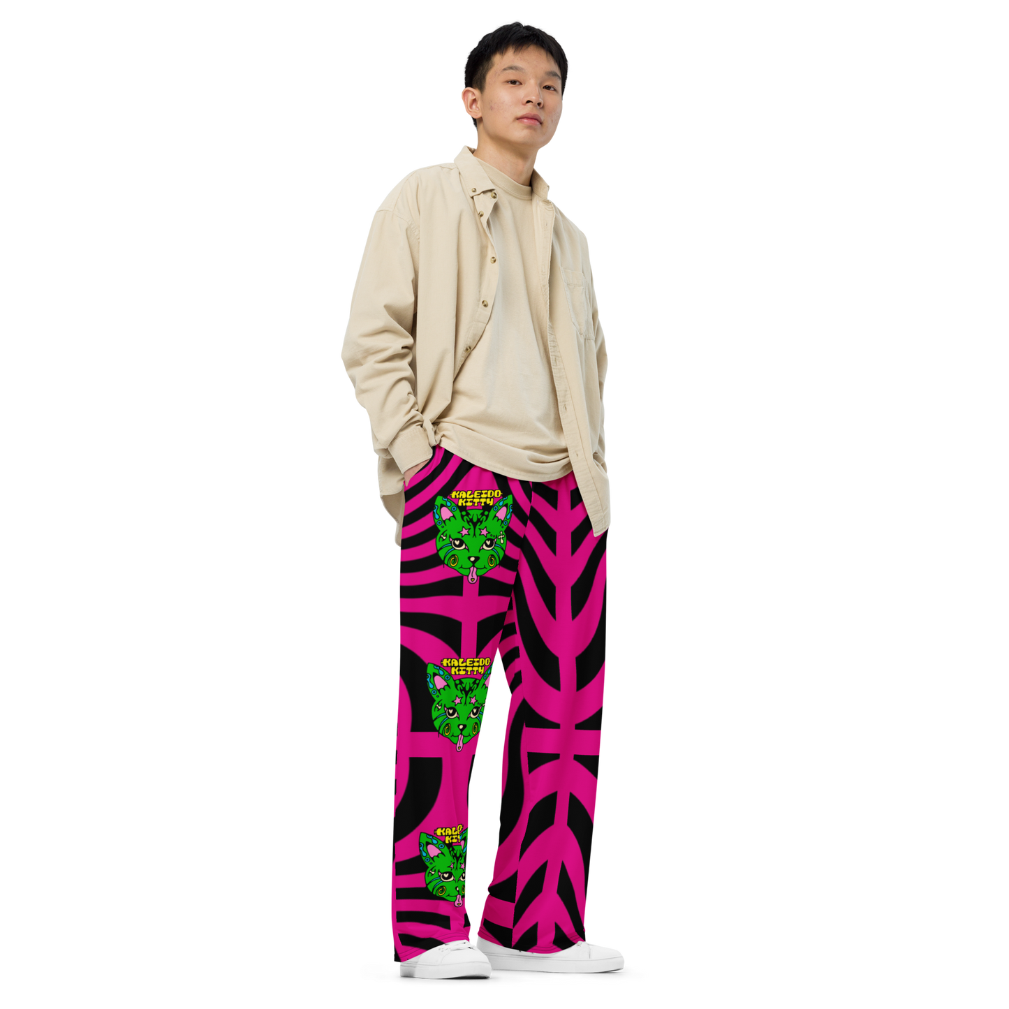 Kaleidokitty Unisex Wide-Leg Graphic Pants