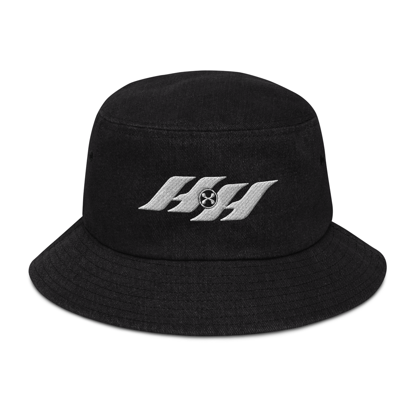 Harmony Haven Embroidered Black Denim Bucket Hat