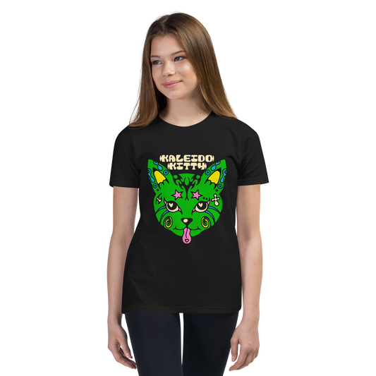 Kaleidokitty x Harmony Haven Youth Black Short Sleeve Graphic T-Shirt